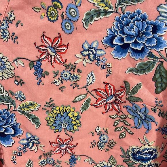 LOFT floral print V-neck 1/2 button up long sleeve tiered eyelet hem dress sz 14 - Picture 4 of 9